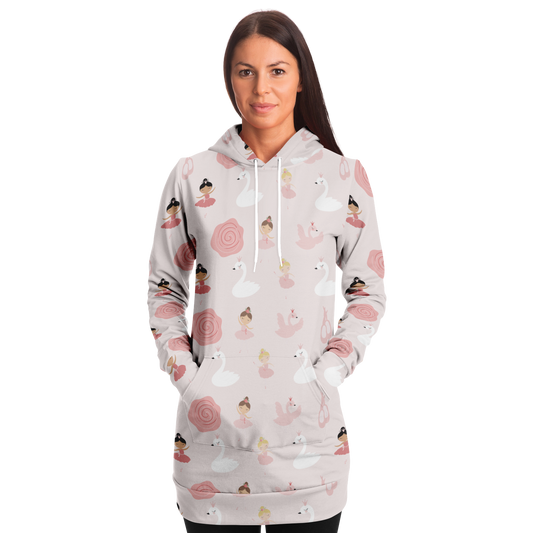 Cute Ballerina Pattern Longline Hoodie