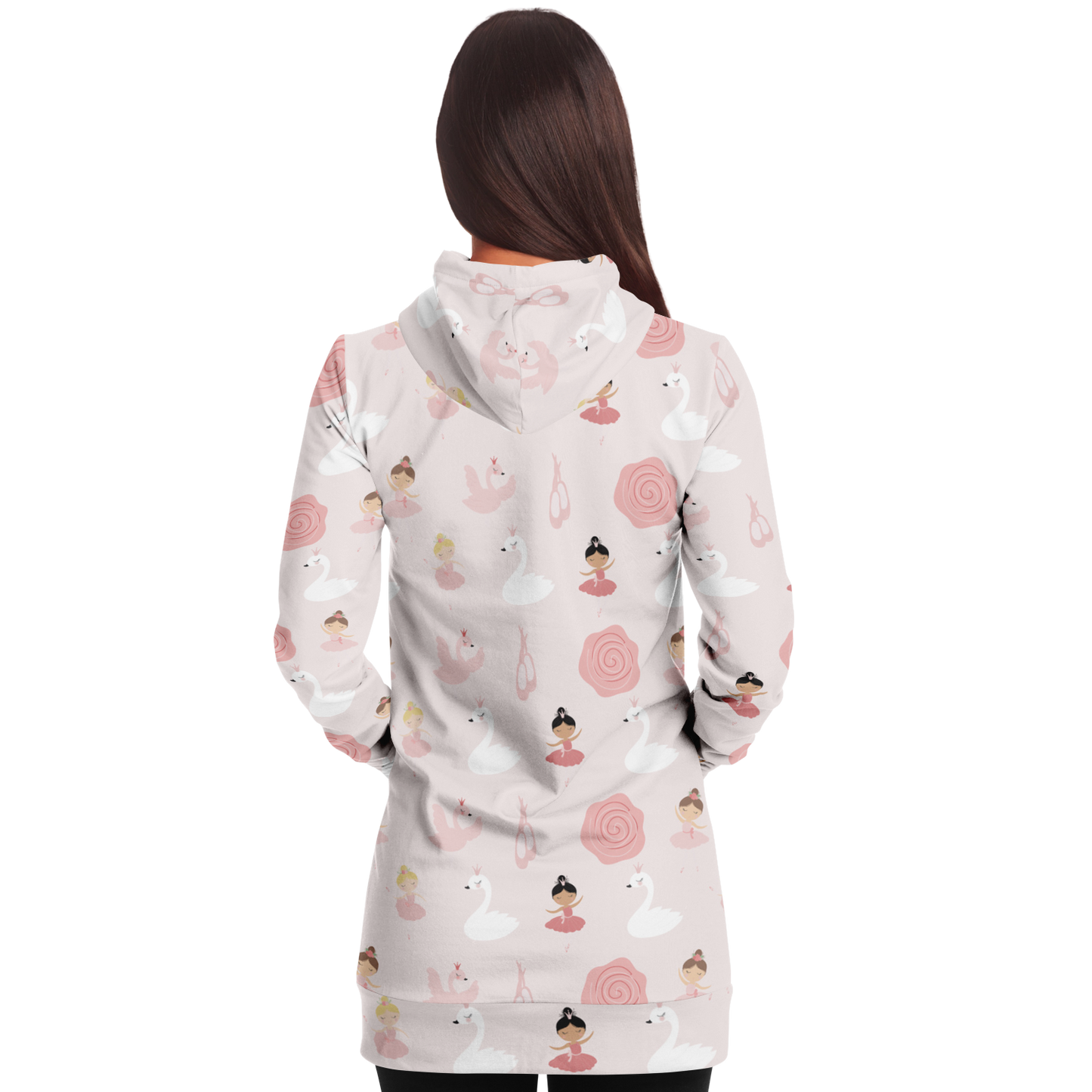 Cute Ballerina Pattern Longline Hoodie